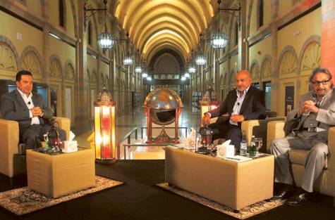 (L TO R) Zahi Wehbe, Jamal Suleiman and Noor Al Sharif,during the Sharjah Ramadan Majlis at Sharjah Museum of Islamic Civilization, Heritage area