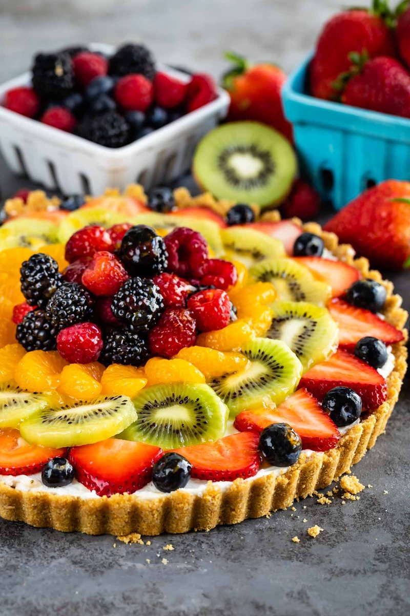 Tartë pa pjekje me fruta, ëmbëlsira ideale për ditët e nxehta